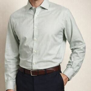 Charles Tyrwhitt Classic Fit Dress Shirt 17.5x36 Light Green Non-Iron